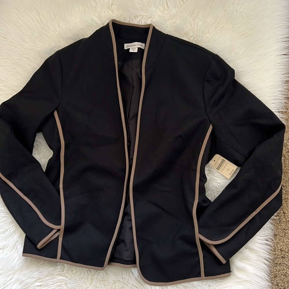 Coldwater Creek Suit, Dress Jacket Black with Piping Size 10